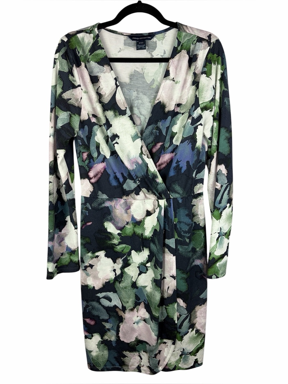 French Connection Floral Wrap Dress Long Sleeve Size 8